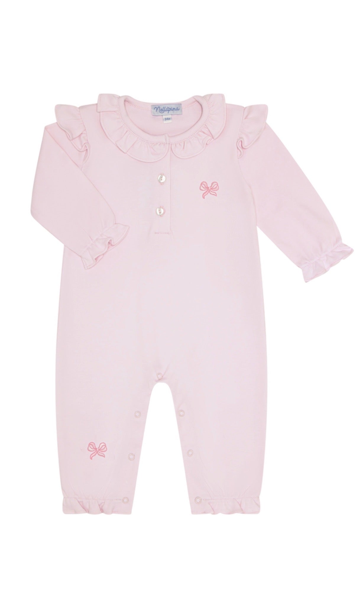 Charming Bows Embroidery Romper LS