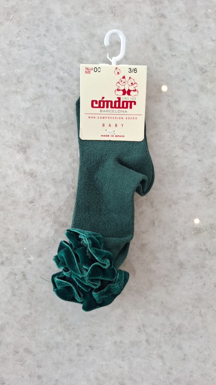 Calcetines altos cinta terciopelo fruncida en puño