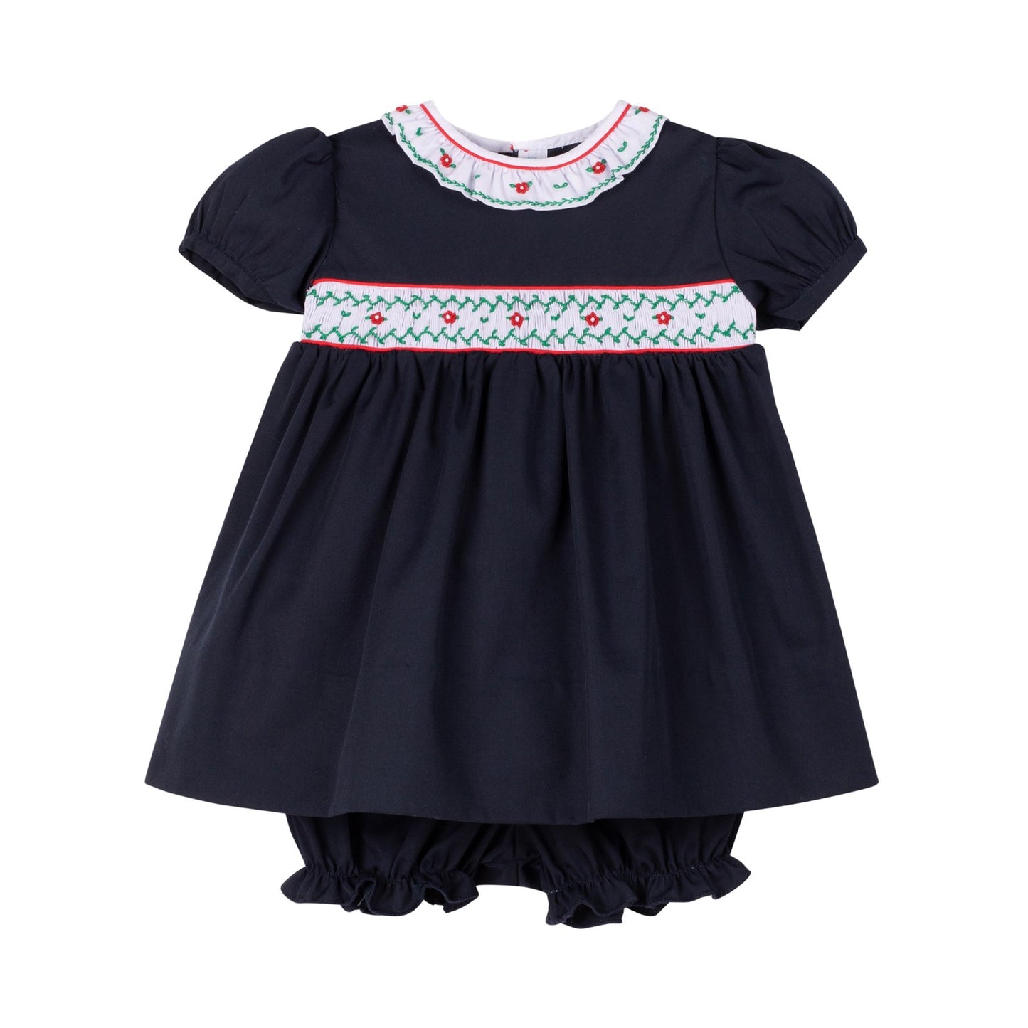 Navy Smocked Holiday Dress