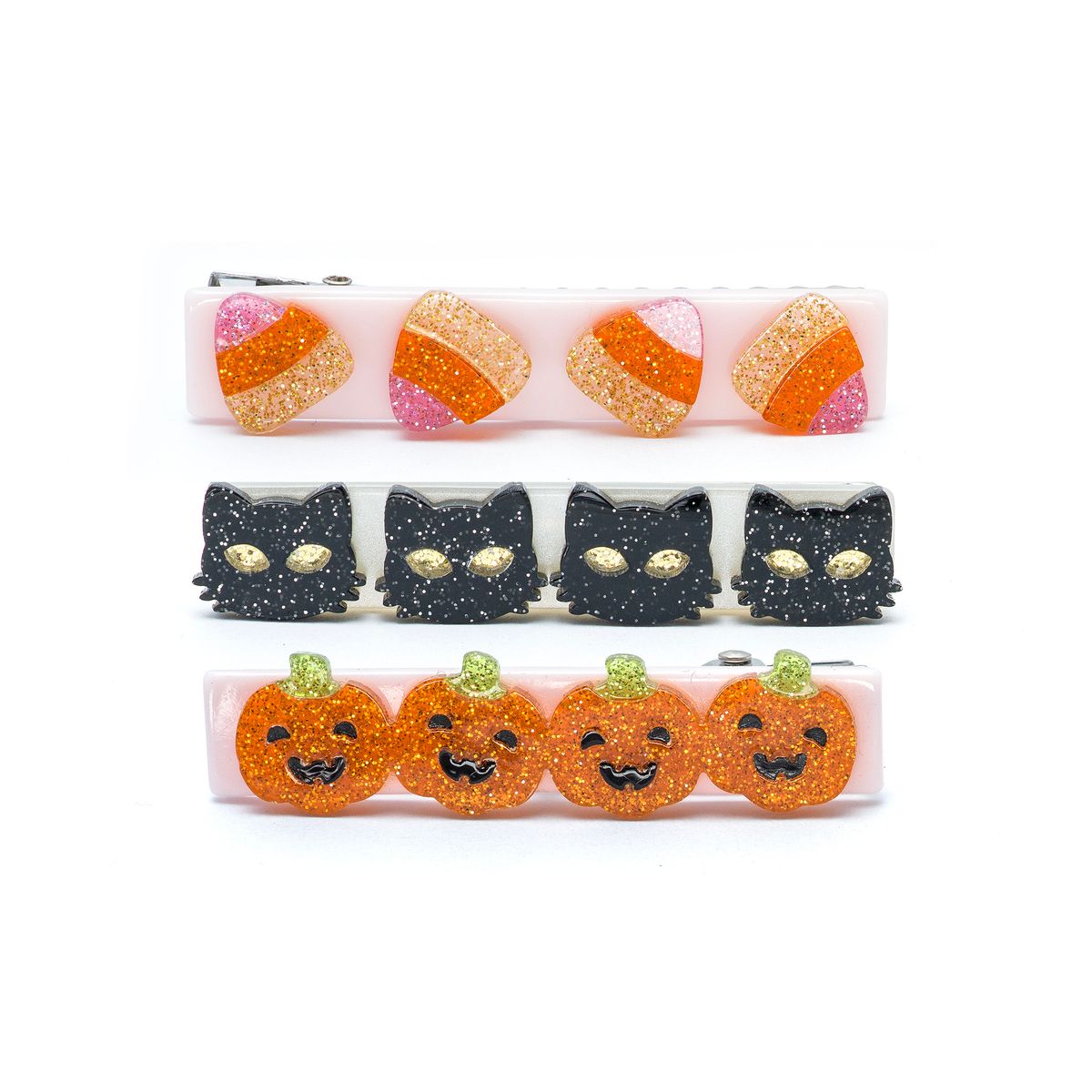 Cat Candy Corn & Pumpkin Alligator Clips