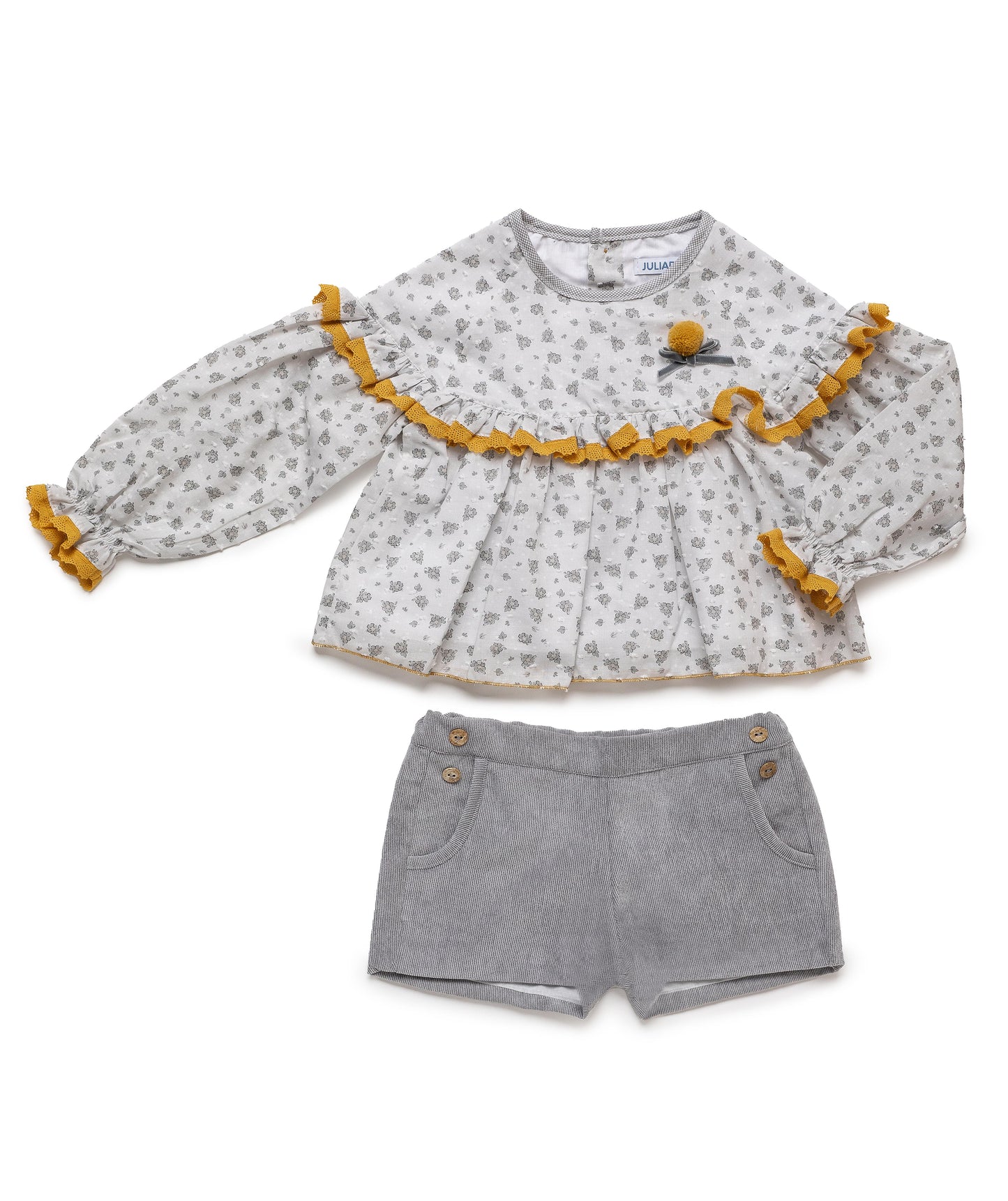 Girl Set With A Flower Fabric Shirt And Pants with