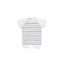 KNITTED LIN BABY ROMPER WITH COLORED STRIPES