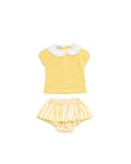 BABY KNIT SET WITH RUFFLED BLOOMER IN STRIPED FABRIC