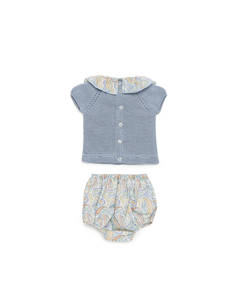 BABY KNIT SET WITH PAISLEY PRINT FABRIC