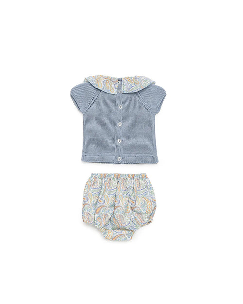 BABY KNIT SET WITH PAISLEY PRINT FABRIC