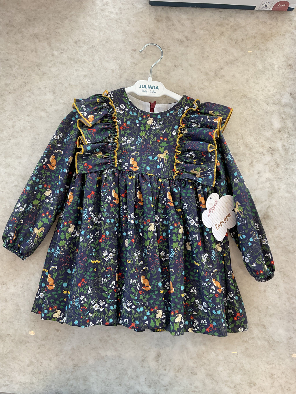 Vestido azul Animales Flores
