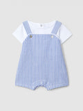 Striped two-in-one seersucker romper