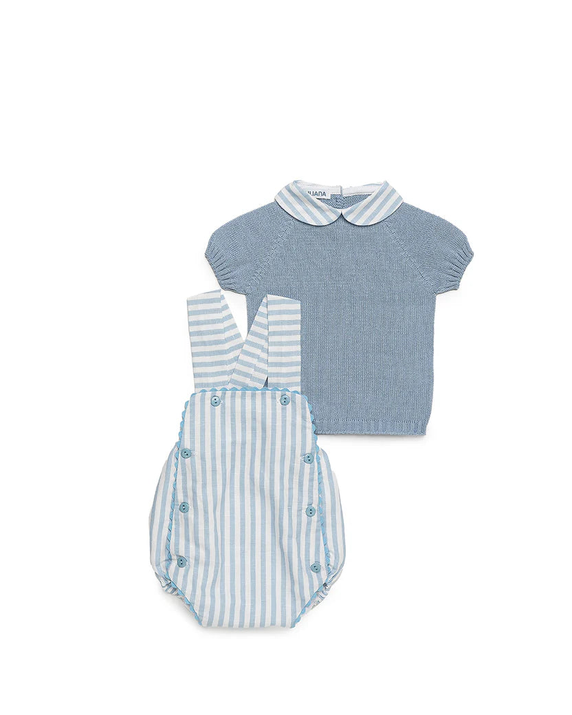 STRIPED BABY OVERALL WITH KNITED SWEATER