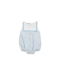 ONE-PIECE ROMPER IN STRIPED FABRIC WITH BIB FRONT