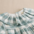 Vestido niña cuadros vichy verde cuello volante