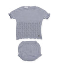 KNIT SET WITH OPENWORK, BOBBLE AND BLOOMER/ BLUE