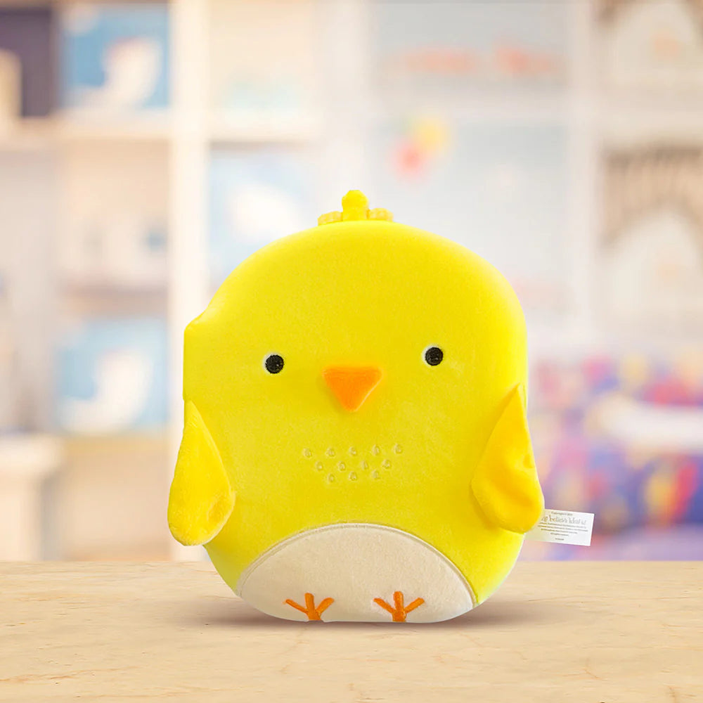 Meet Chick and Friends in this squish,hug snug book