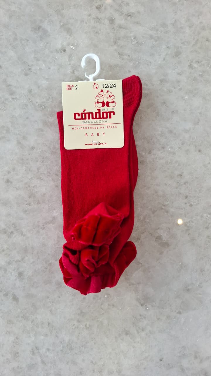 Calcetines altos cinta terciopelo fruncida en puño