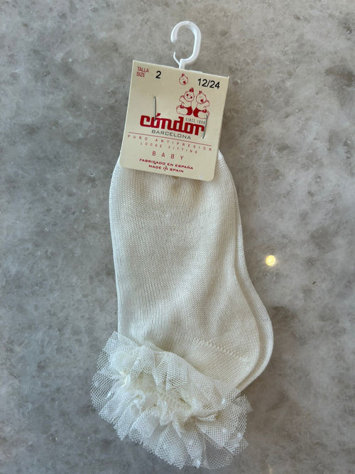 Ankle socks with bobbin flounce
