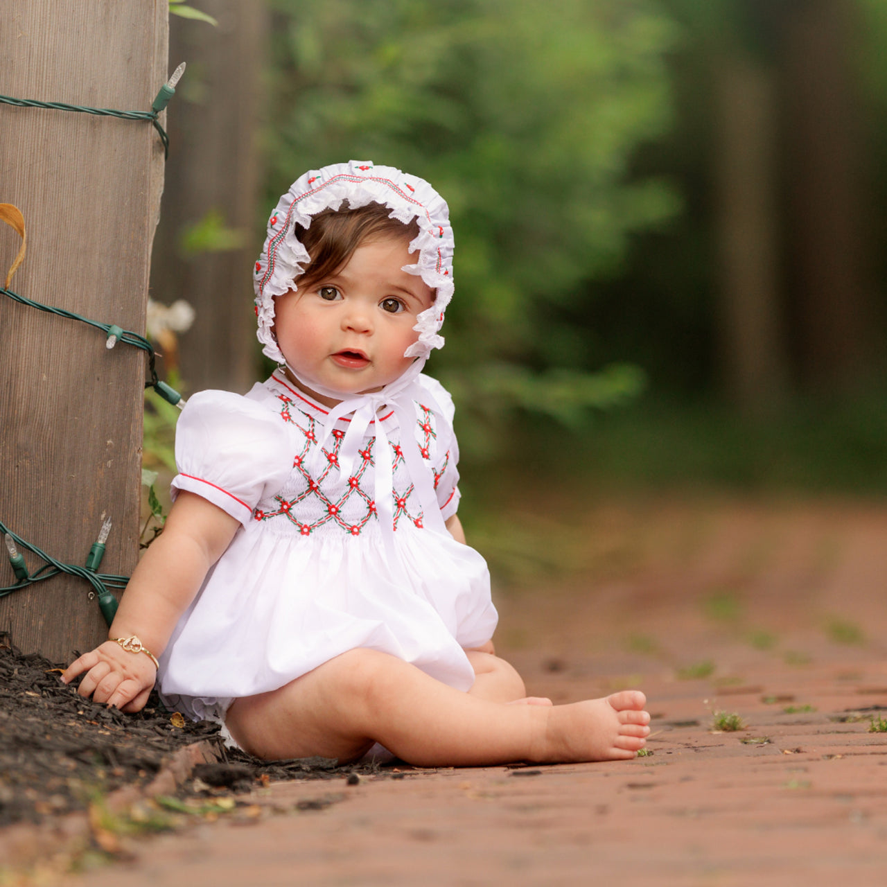 Girls Floral Smocked Holiday Romper
