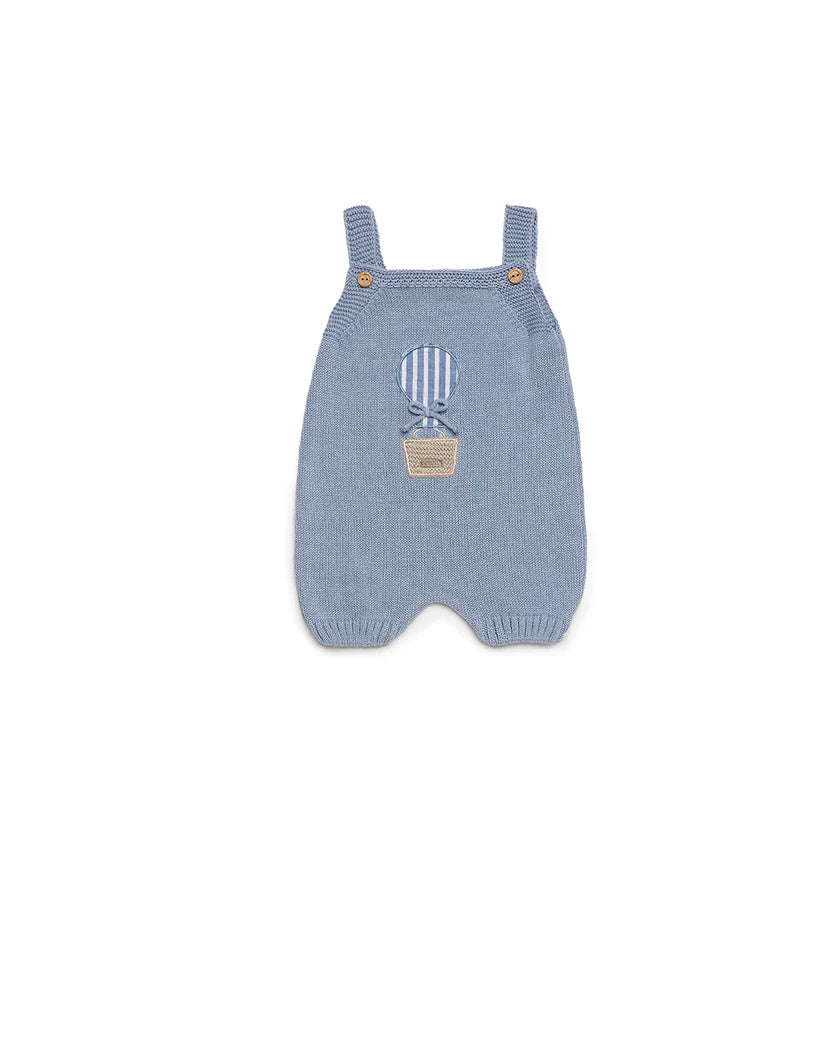 BABY KNITTED OVERALL WITH EMBROIDED HOT AIR BALOON DESIGN