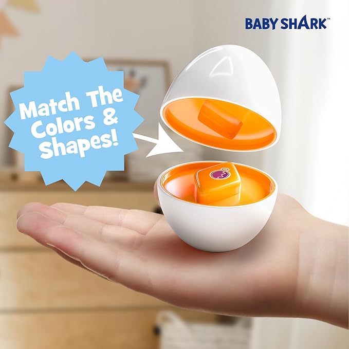 Baby Shark Match and Sort Eggs Toy - 12 Eggs for Shape and Color Matching Fun for Toddlers