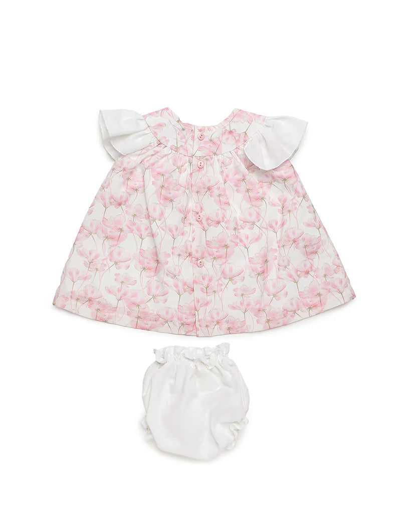 DRESS SET WITH LARGE FLORAL PRINT AND BLOOMER