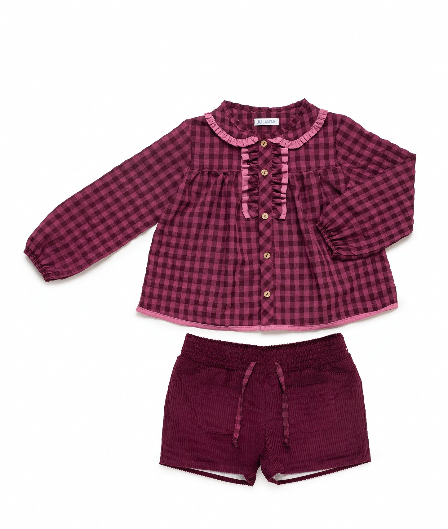 Girl Set with A Squared Fabric Shirt And A