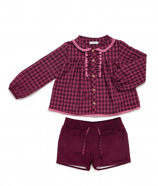 Girl Set with A Squared Fabric Shirt And A