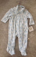 Blue Roses Footed One-Piece And Headband