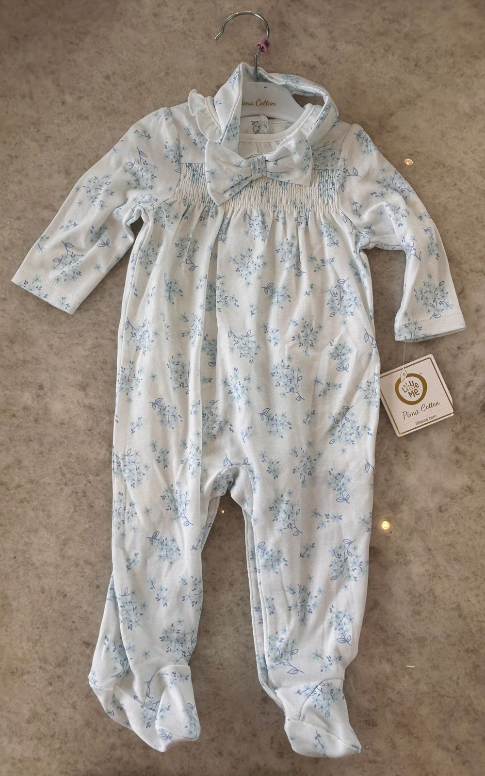 Blue Roses Footed One-Piece And Headband