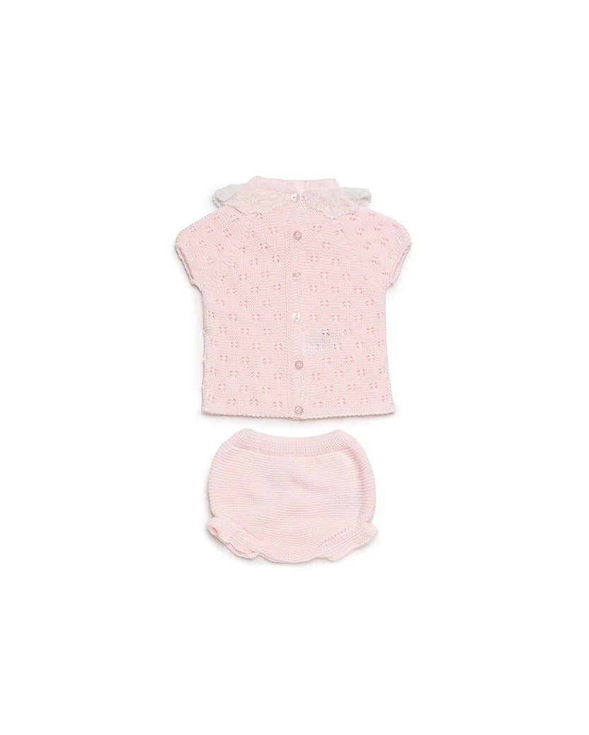 ALL-OVER OPENWORK SET WITH LACE COLLAR
