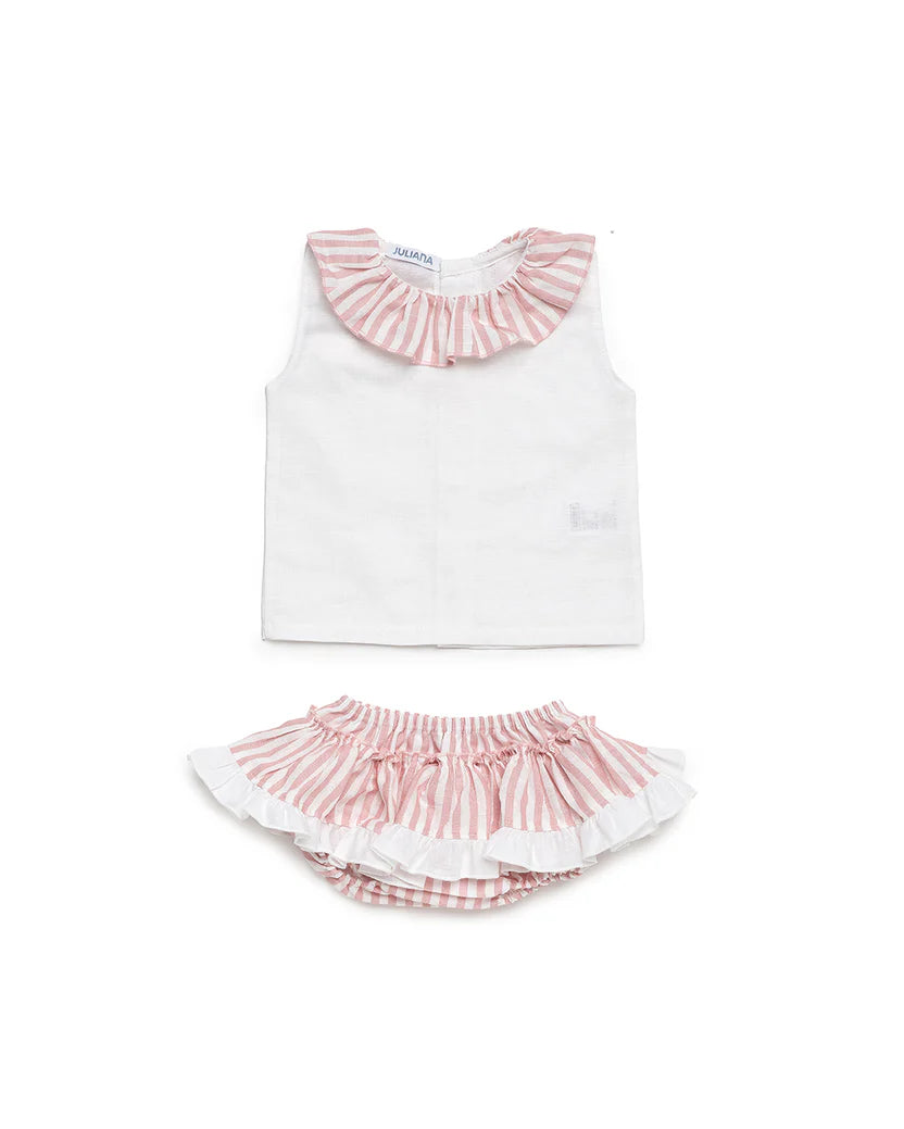 GIRL'S STRIPED SHIRT AND BLOOMER SET