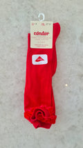 Calcetines altos punto liso con puntilla en puño