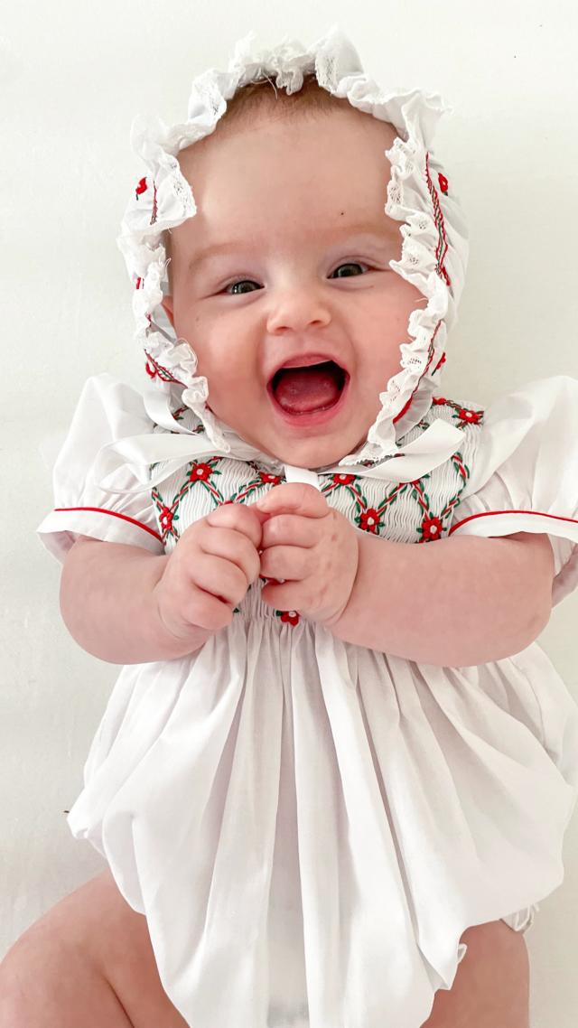 Girls Floral Smocked Holiday Romper