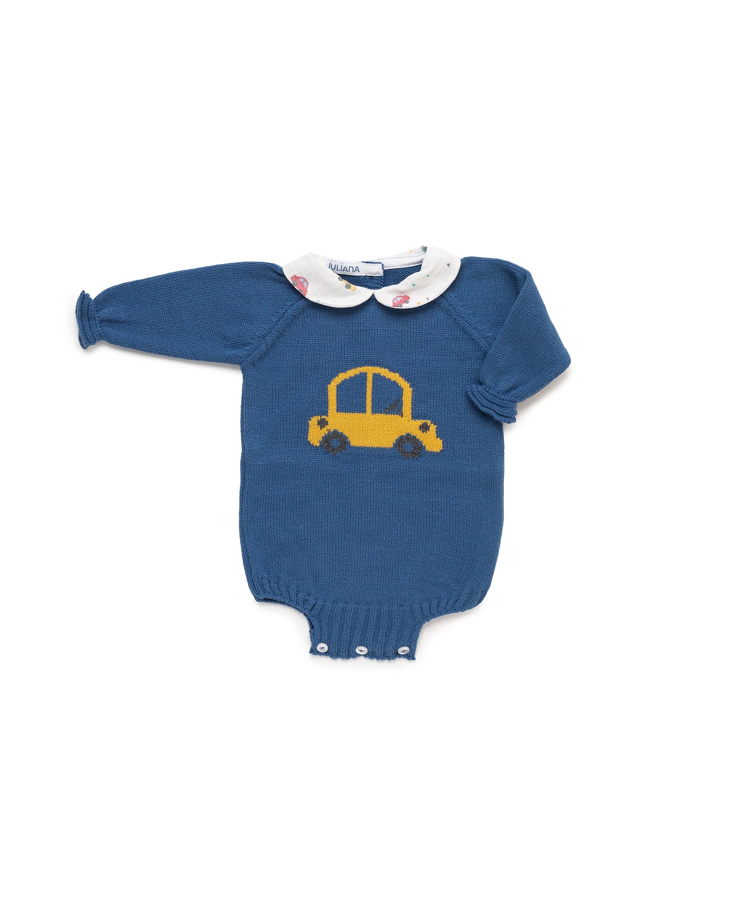 Knitted Romper With An Embroidered Car