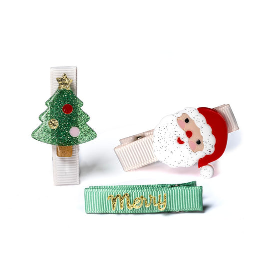 Baby Tree Green Santa Hair Clips
