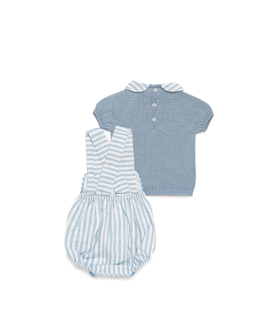 STRIPED BABY OVERALL WITH KNITED SWEATER