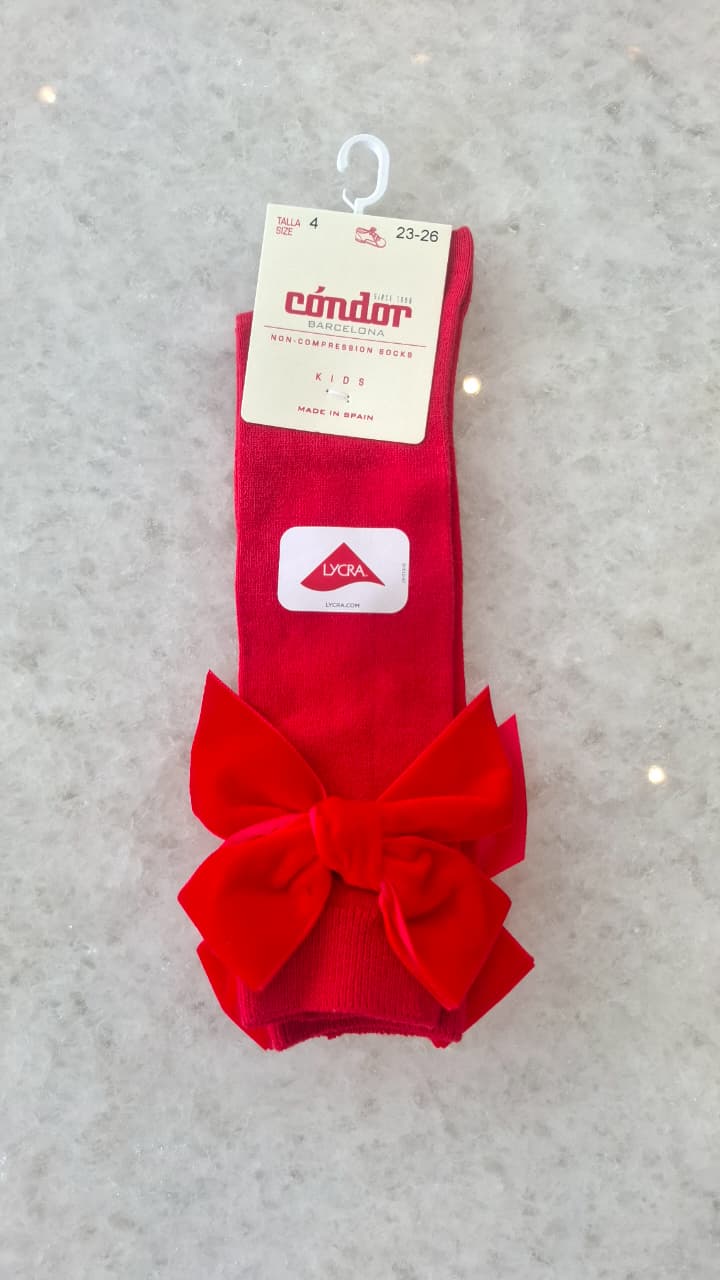 Calcetines altos algodón con lazo de terciopelo