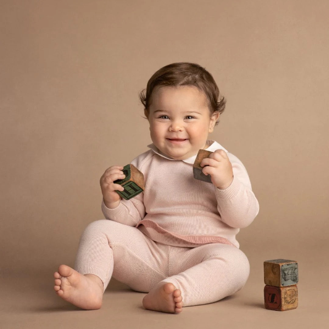 Scalloped Contrast Trim Knit Set