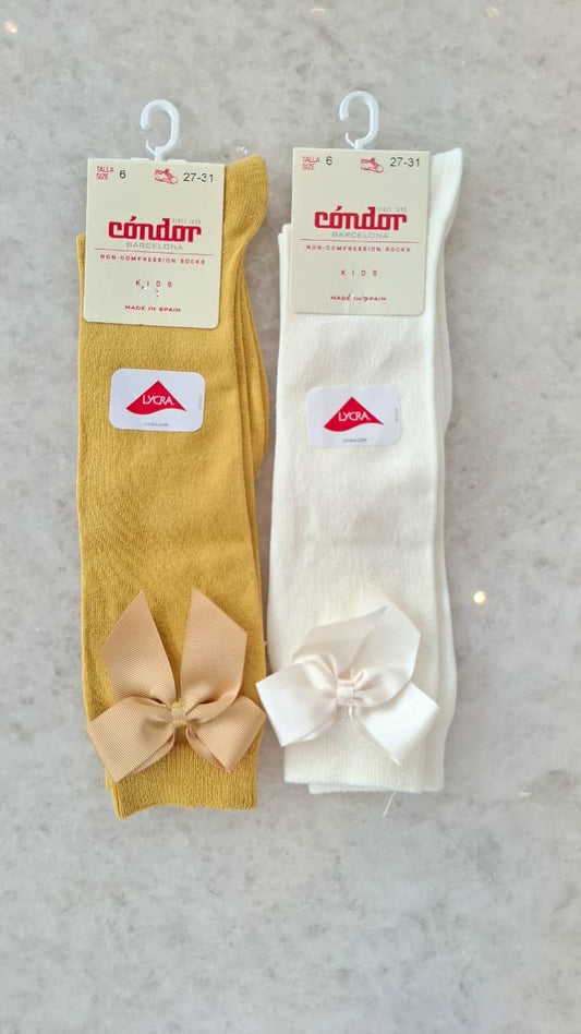 Calcetines altos algodón con lazo de terciopelo