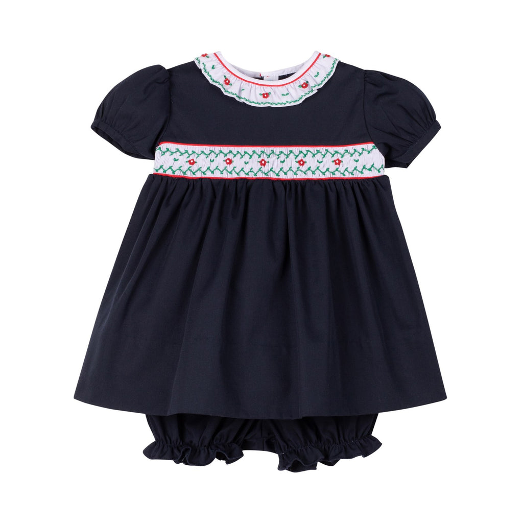 Navy Smocked Holiday Dress