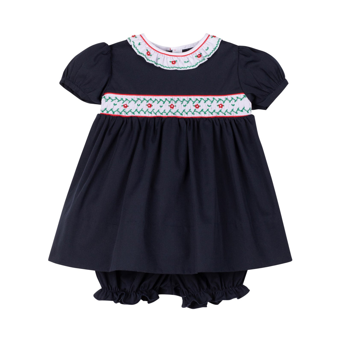 Navy Smocked Holiday Dress
