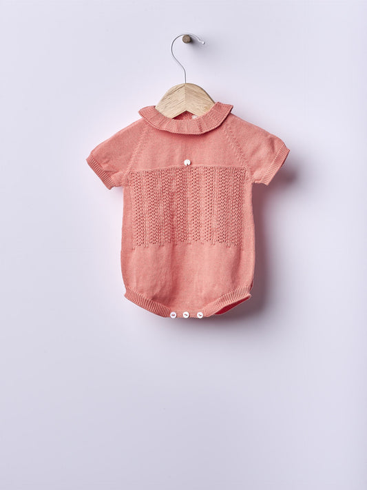 Short-sleeved shortie knitted in organic cotton