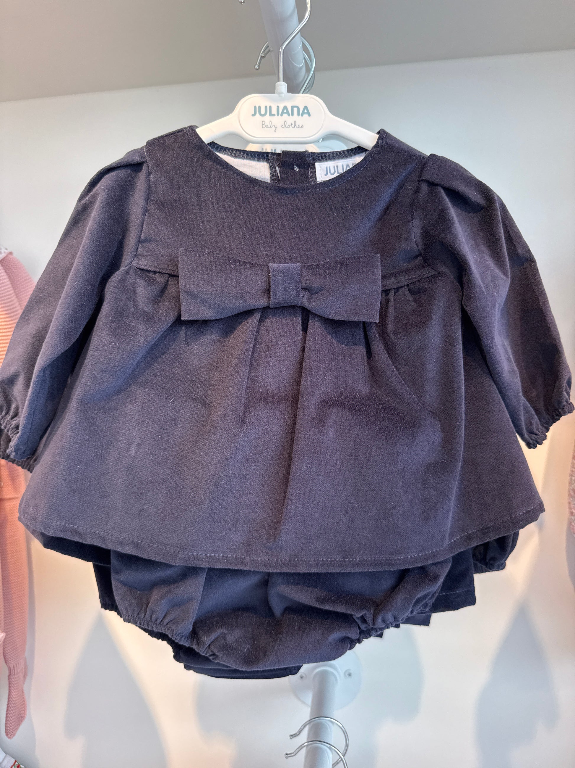 Dress and Panties Velvet Set With a Bow