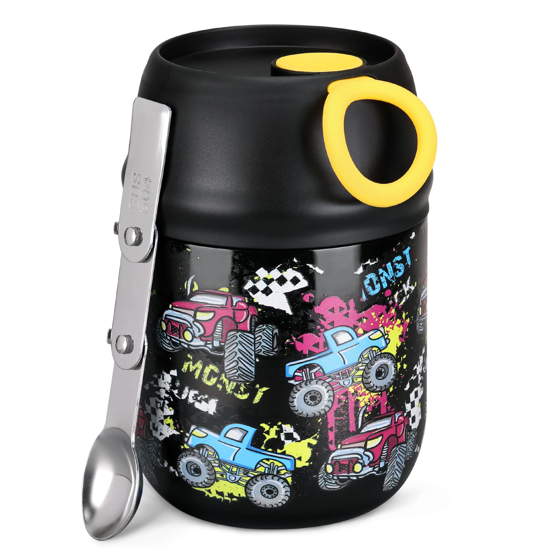 Food Jar for Hot & Cold Food for Kids Monsters Truck