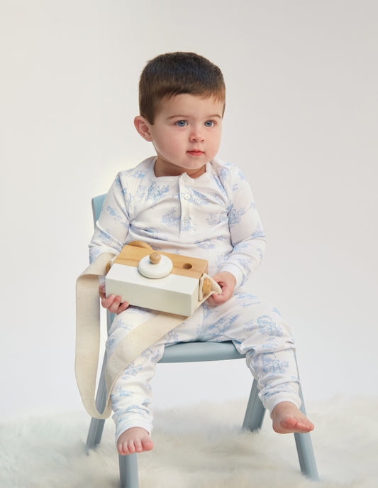 Blue Toile Baby Pajamas