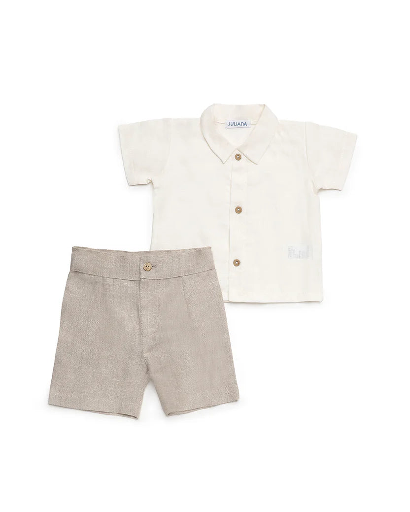 BOY'S SHORT-SLEEVE LINEN SHIRT SET
