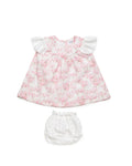 DRESS SET WITH LARGE FLORAL PRINT AND BLOOMER