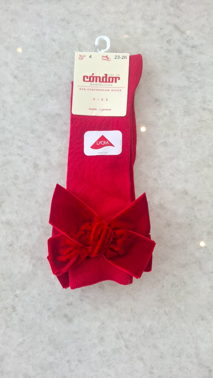 Calcetines altos algodón con lazo de terciopelo
