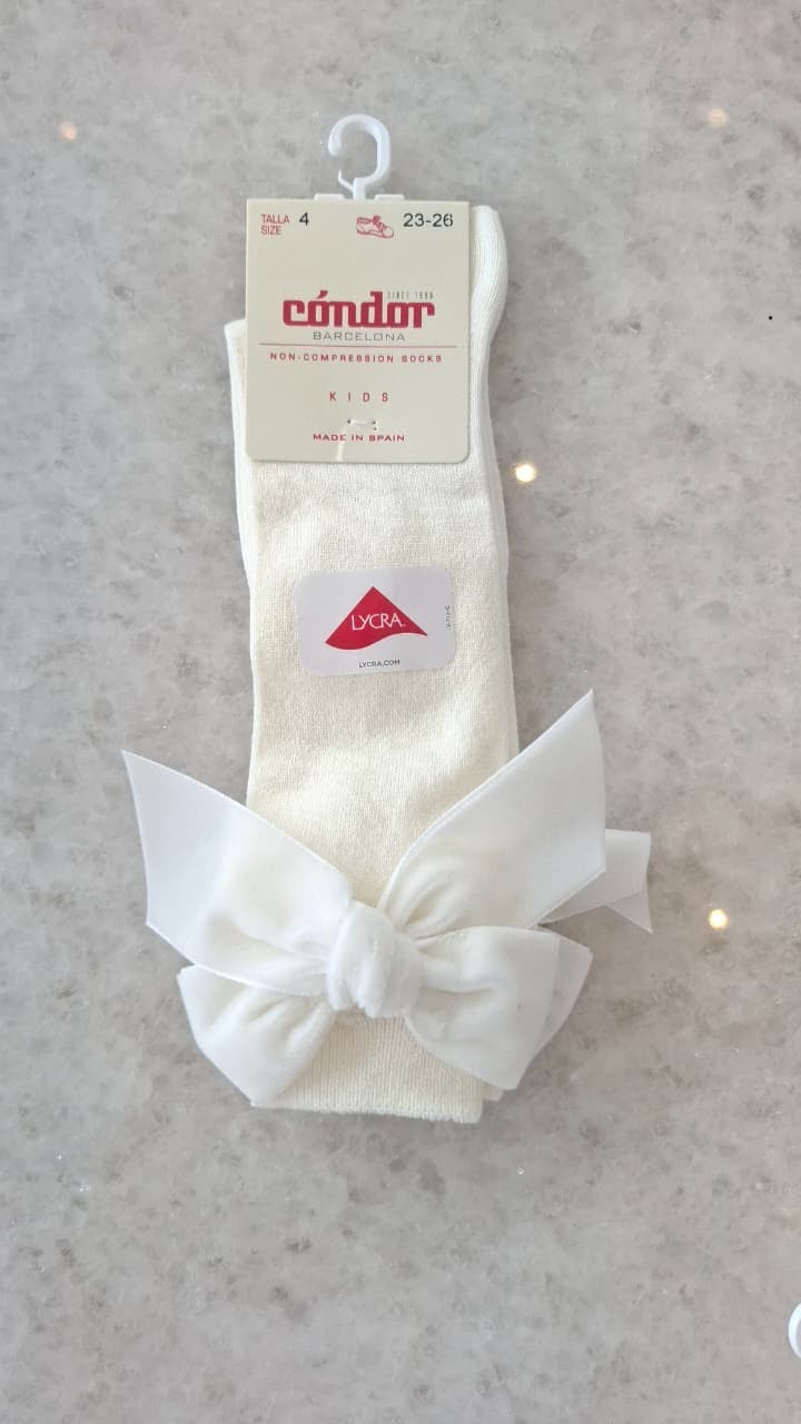 Calcetines altos algodón con lazo de terciopelo