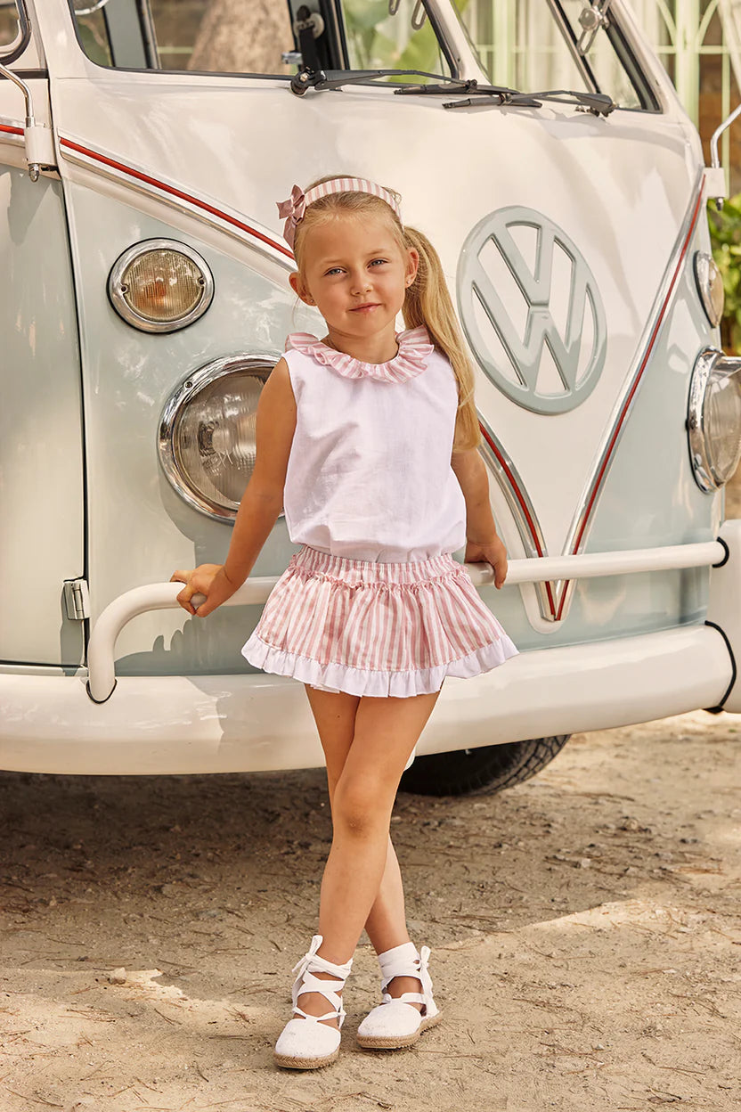 GIRL'S STRIPED SHIRT AND BLOOMER SET