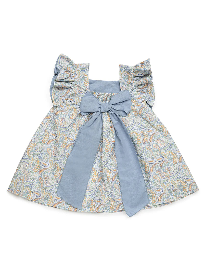 WAIST-CUT DRESS WITH PAISLEY PRINT