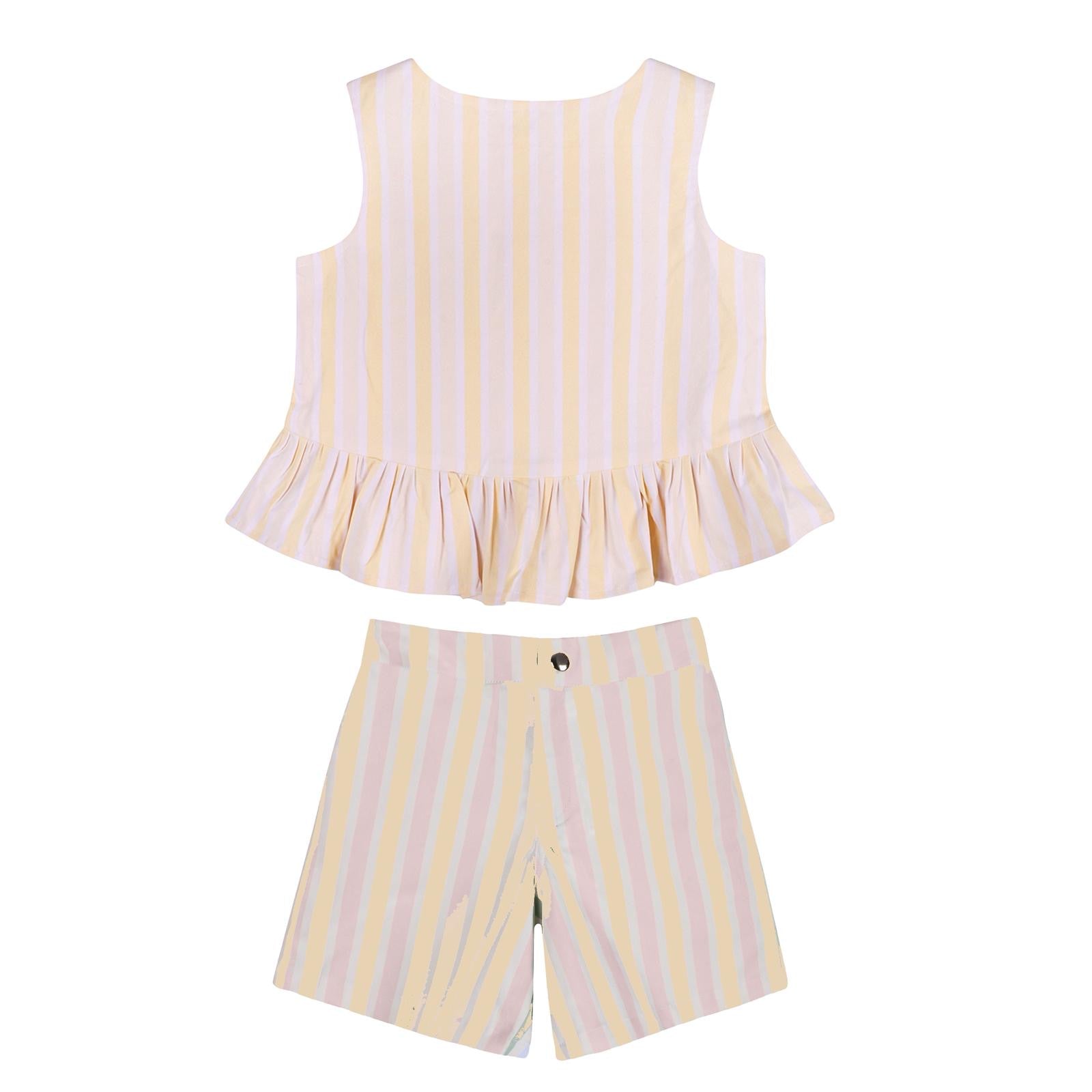 Sleeveless Peplum Top and Shorts Set.
