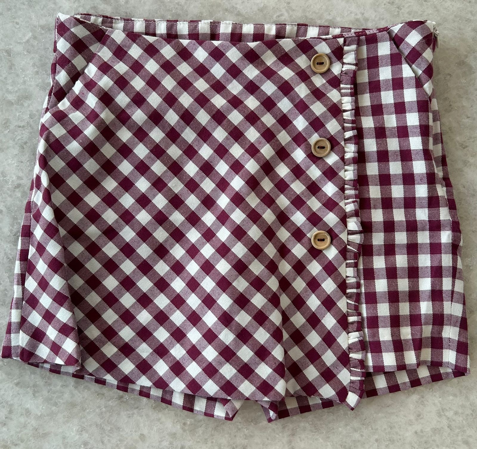 Plaid shorts and long sleeved shirt set